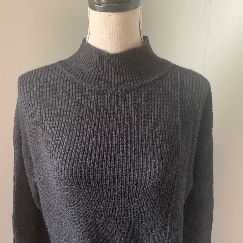 Halogen black mock turtleneck side tie sweater size small - Picture 3 of 10